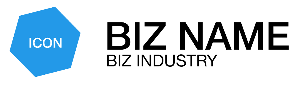 Blue hexagon icon with white text.