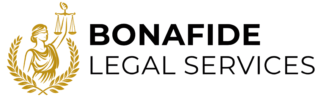 Bonafide Legal Services logo with scales.