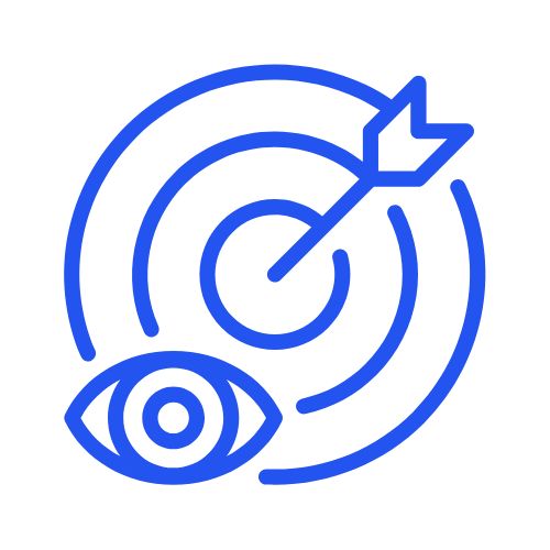 Eye and target with arrow icon.