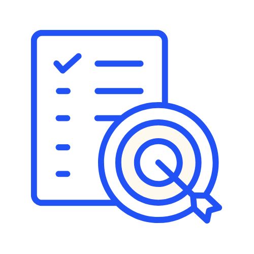 Checklist and target with arrow icon.